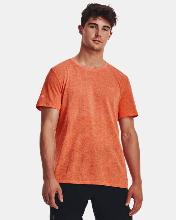 Men's UA Seamless Stride Short Sleeve in Orange image number 0